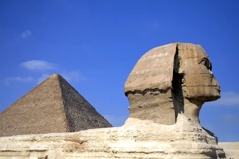 Great Sphinx and Khafre portraiture traditions by Unknown (Old Kingdom court sculptors)