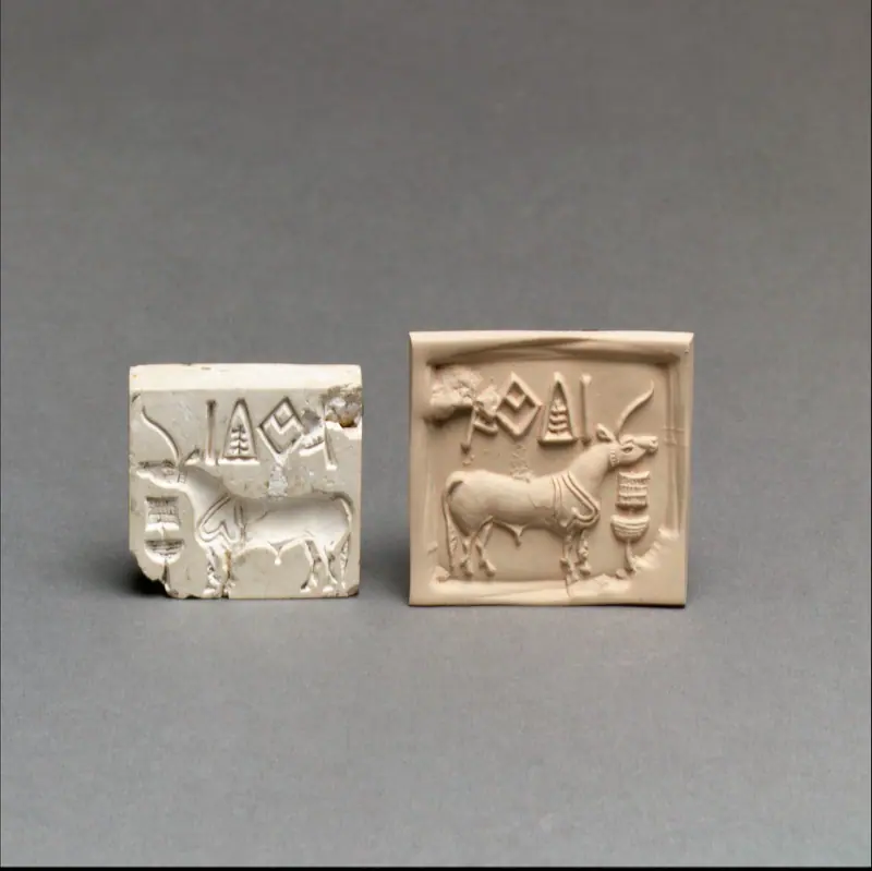 Steatite seals with script and animal devices by Unknown (Indus seal carvers)